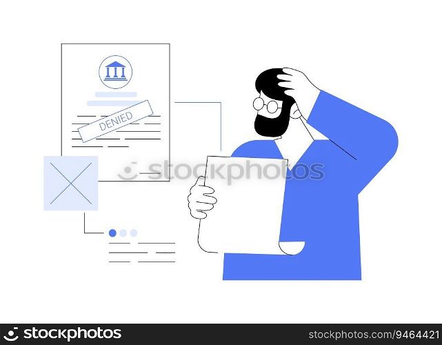 Immigration application denied abstract concept vector illustration. Stressed citizen getting denied immigration application, embassy sector, government services, no permission abstract metaphor.. Immigration application denied abstract concept vector illustration.