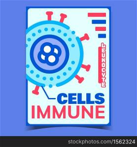 Immune Cells Creative Advertising Banner Vector. Leukocyte Immune Cells On Promotional Poster. Human Health Care Protective Microorganism Concept Template Stylish Colorful Illustration. Immune Cells Creative Advertising Banner Vector