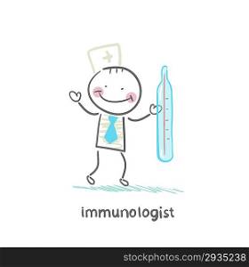 immunologist keeps thermometer