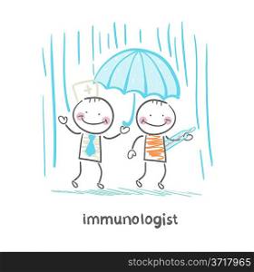 immunologist umbrella covers the patient