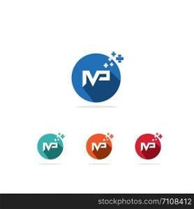IMP letter vector, mp medical logo design illustration.