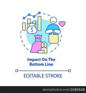 Impact on bottom line concept icon. Final income. Customer service benefits abstract idea thin line illustration. Isolated outline drawing. Editable stroke. Roboto-Medium, Myriad Pro-Bold fonts used. Impact on bottom line concept icon