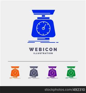 implementation, mass, scale, scales, volume 5 Color Glyph Web Icon Template isolated on white. Vector illustration. Vector EPS10 Abstract Template background