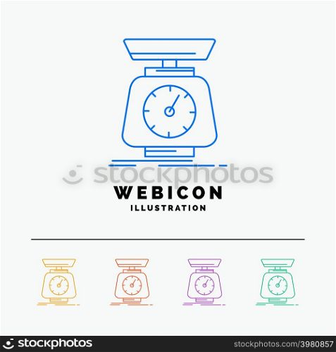 implementation, mass, scale, scales, volume 5 Color Line Web Icon Template isolated on white. Vector illustration