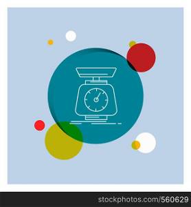 implementation, mass, scale, scales, volume White Line Icon colorful Circle Background. Vector EPS10 Abstract Template background