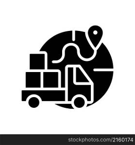 Import restrictions black glyph icon. Goods and products transportation. Sanctions and embargo. Legal regulations and rules. Silhouette symbol on white space. Vector isolated illustration. Import restrictions black glyph icon