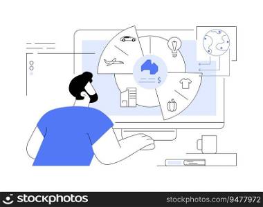 Imports of goods and services abstract concept vector illustration. Professional economic analyst presents goods import statistics, distribution sector, transportation service abstract metaphor.. Imports of goods and services abstract concept vector illustration.