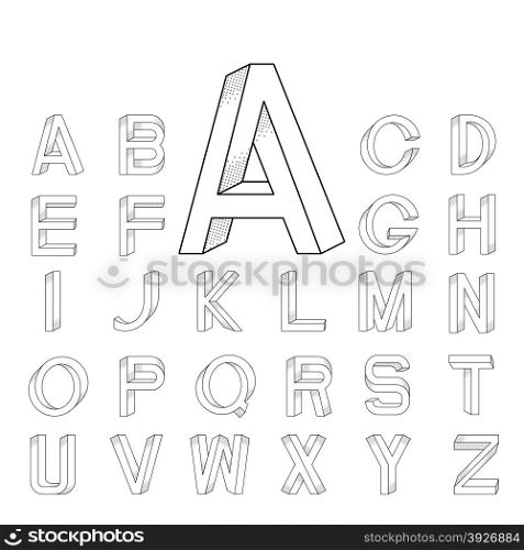 Impossible font set from A to Z with big initial A.