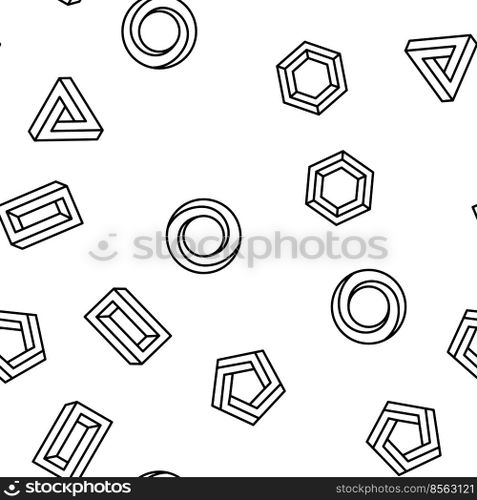 impossible geometric shape Vector Seamless Pattern Thin Line Illustration. impossible geometric shape vector seamless pattern