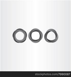 impossible looped black circle vector set icon