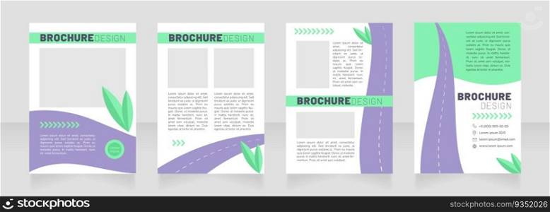 Improve air quality purple blank brochure design. Template set with copy space for text. Premade corporate reports collection. Editable 4 paper pages. Barlow Black, Thin, Nunito Light fonts used. Improve air quality purple blank brochure design