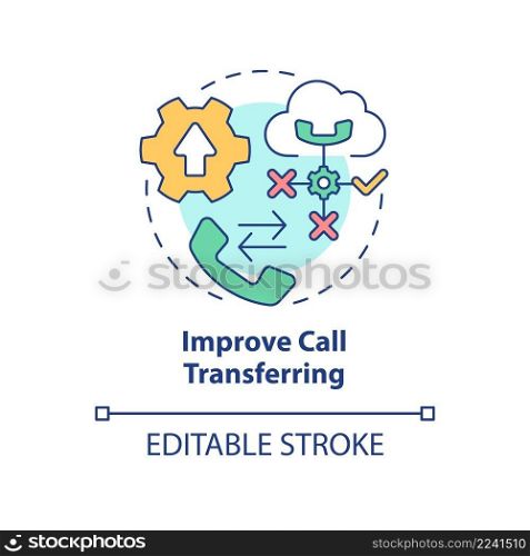 Improve call transferring concept icon. Easy communication. UCaaS usage benefits abstract idea thin line illustration. Isolated outline drawing. Editable stroke. Arial, Myriad Pro-Bold fonts used. Improve call transferring concept icon