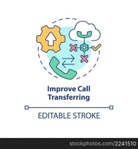 Improve call transferring concept icon. Easy communication. UCaaS usage benefits abstract idea thin line illustration. Isolated outline drawing. Editable stroke. Arial, Myriad Pro-Bold fonts used. Improve call transferring concept icon