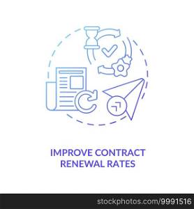 Improve contract renewal rates concept icon. Contract management automation advantages. Assign responsibility idea thin line illustration. Vector isolated outline RGB color drawing. Improve contract renewal rates concept icon