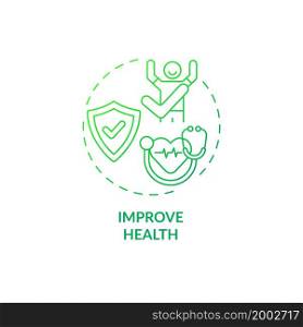 Improve health green gradient concept icon. Annual checkup benefits abstract idea thin line illustration. Regular doctor examination. Healthcare. Vector isolated outline color drawing. Improve health green gradient concept icon