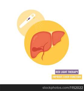 Improve liver function by red light therapy. Healthcare icon. Innovative treatment. Improve liver function by red light therapy