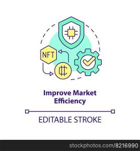 Improve market efficiency concept icon. Business development. NFT benefit abstract idea thin line illustration. Isolated outline drawing. Editable stroke. Arial, Myriad Pro-Bold fonts used. Improve market efficiency concept icon