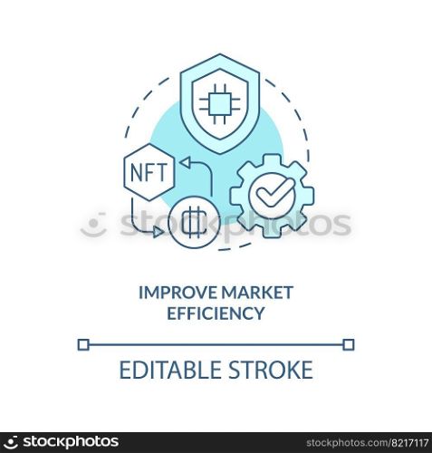 Improve market efficiency turquoise concept icon. Business development. NFT benefit abstract idea thin line illustration. Isolated outline drawing. Editable stroke. Arial, Myriad Pro-Bold fonts used. Improve market efficiency turquoise concept icon