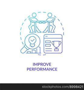 Improve performance blue gradient concept icon. Create competitions. Gamification in workplace abstract idea thin line illustration. Isolated outline drawing. Myriad Pro-Bold font used. Improve performance blue gradient concept icon