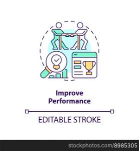 Improve performance concept icon. Create competitions. Gamification in workplace abstract idea thin line illustration. Isolated outline drawing. Editable stroke. Arial, Myriad Pro-Bold fonts used. Improve performance concept icon