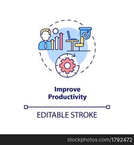 Improve productivity concept icon. Digital surveillance. System monitoring activity abstract idea thin line illustration. Business efficiency. Vector isolated outline color drawing. Editable stroke. Improve productivity concept icon