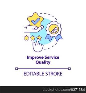 Improve service quality concept icon. Ambient scenting marketing bonus abstract idea thin line illustration. Feedback. Isolated outline drawing. Editable stroke. Arial, Myriad Pro-Bold fonts used. Improve service quality concept icon