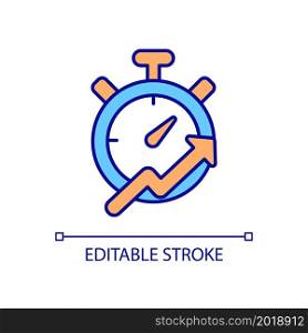 Improve time management RGB color icon. Tracking timer, Increasing productivity and efficiency at urgent tasks. Isolated vector illustration. Simple filled line drawing. Editable stroke. Improve time management RGB color icon