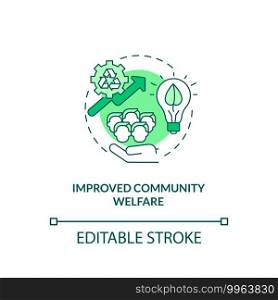 Improved community welfare concept icon. Organic waste reduction idea thin line illustration. Reducing food waste and food poverty. Vector isolated outline RGB color drawing. Editable stroke. Improved community welfare concept icon