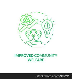 Improved community welfare concept icon. Organic waste reduction idea thin line illustration. Social dimensions. Assistance to individuals and families. Vector isolated outline RGB color drawing. Improved community welfare concept icon