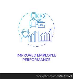 Improved employee performance concept icon. Staff training idea thin line illustration. Organisational development. Increased outputs and efficiency. Vector isolated outline RGB color drawing. Improved employee performance concept icon