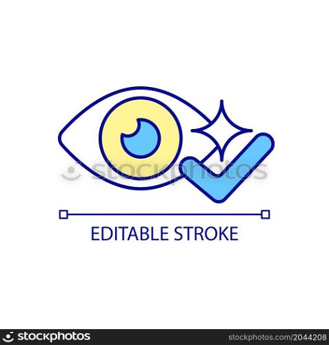 Improved eyesight RGB color icon. Most effective and quick procedure. Eye disease treatment and vision improvement. Isolated vector illustration. Simple filled line drawing. Editable stroke. Improved eyesight RGB color icon