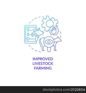 Improved livestock farming blue gradient concept icon. Increasing animal welfare abstract idea thin line illustration. Isolated outline drawing. Roboto-Medium, Myriad Pro-Bold fonts used. Improved livestock farming blue gradient concept icon