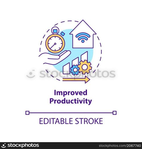 Improved productivity concept icon. Home automation advantages abstract idea thin line illustration. Isolated outline drawing. Editable stroke. Roboto-Medium, Myriad Pro-Bold fonts used. Improved productivity concept icon