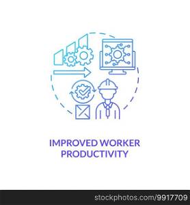 Improved worker productivity concept icon. Warehouse management software benefits. Find work to different skills. Work idea thin line illustration. Vector isolated outline RGB color drawing. Improved worker productivity concept icon