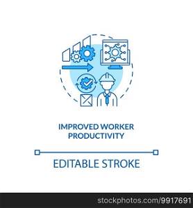 Improved worker productivity concept icon. Warehouse management software benefits. Find work to skills. Work idea thin line illustration. Vector isolated outline RGB color drawing. Editable stroke. Improved worker productivity concept icon