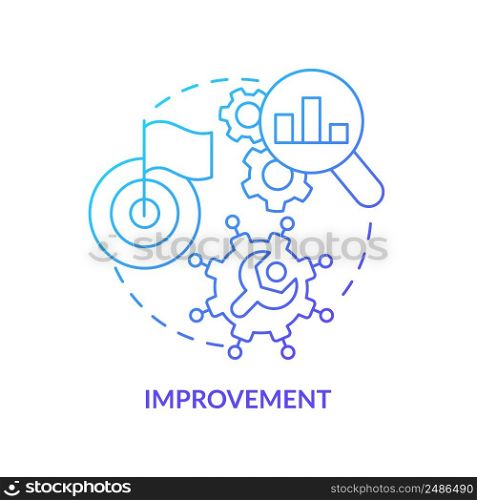 Improvement blue gradient concept icon. Innovation management key area abstract idea thin line illustration. Products and processes. Isolated outline drawing. Myriad Pro-Bold font used. Improvement blue gradient concept icon