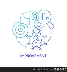 Improvement blue gradient concept icon. Innovation management key area abstract idea thin line illustration. Products and processes. Isolated outline drawing. Myriad Pro-Bold font used. Improvement blue gradient concept icon