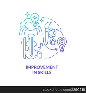 Improvement in skills blue gradient concept icon. Developing abilities. Lifelong education benefits abstract idea thin line illustration. Isolated outline drawing. Myriad Pro-Bold fonts used. Improvement in skills blue gradient concept icon