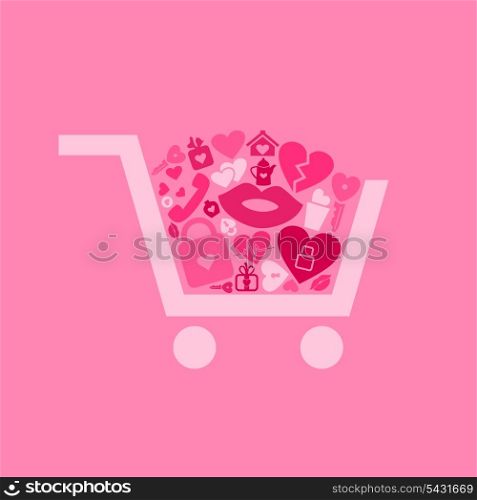 In a cart the love lays. A vector illustration