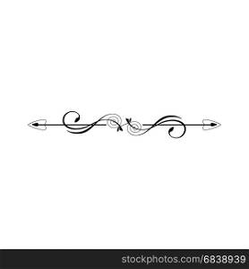 In Black Vector Isolated on White Background - for Ornamental Page Decor, Invitations, Cards, Business, Logo or Menu. Vintage Calligraphic Divider - Retro Decorative Flourish Border Frame Element