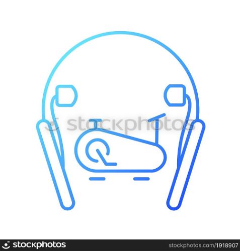 In ear neckband headphones gradient linear vector icon. Wireless headset for active workouts and fitness. Thin line color symbol. Modern style pictogram. Vector isolated outline drawing. In ear neckband headphones gradient linear vector icon