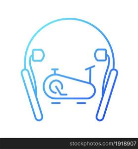 In ear neckband headphones gradient linear vector icon. Wireless headset for active workouts and fitness. Thin line color symbol. Modern style pictogram. Vector isolated outline drawing. In ear neckband headphones gradient linear vector icon