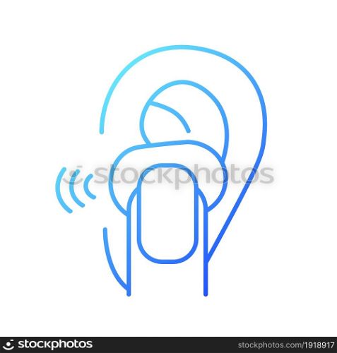 In ear wireless earpieces gradient linear vector icon. Small portable device for active lifestyle. Listening music. Thin line color symbol. Modern style pictogram. Vector isolated outline drawing. In ear wireless earpieces gradient linear vector icon