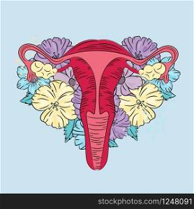 IN LOVE Female Reproductive Medicine Flower Vector Illustration