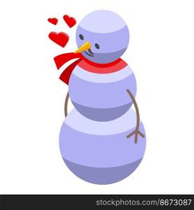 In love snowman icon isometric vector. Winter man. Fun scarf. In love snowman icon isometric vector. Winter man