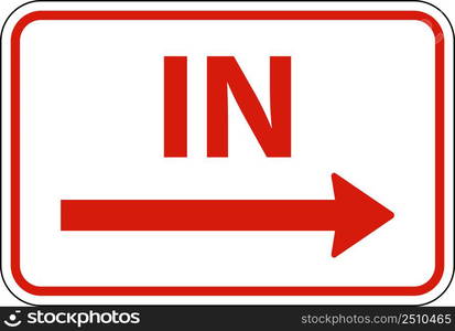 In Right Arrow Sign On White Background