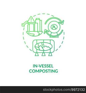 In-vessel composting concept icon. Composting method idea thin line illustration. Temperature levels monitoring and controlling. Catering waste. Vector isolated outline RGB color drawing. In-vessel composting concept icon