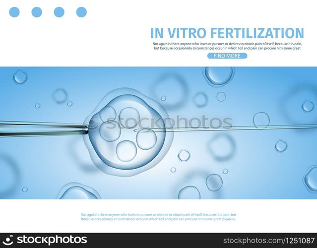 In Vitro Fertilization Horizontal Banner. Human Fertilized Egg in
