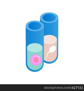 In vitro fertilization isometric 3d icon. Sperm and egg in the test-tubes. In vitro fertilization isometric 3d icon
