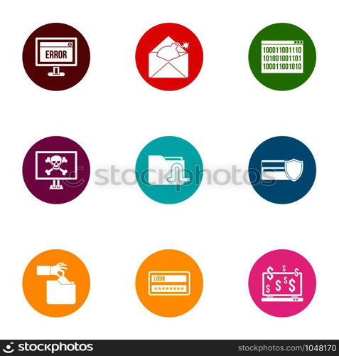 Inaccuracy icons set. Flat set of 9 inaccuracy vector icons for web isolated on white background. Inaccuracy icons set, flat style